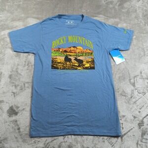 Columbia Rocky Mountain Shirt Mens Small Blue National Park Deer Outdoor New